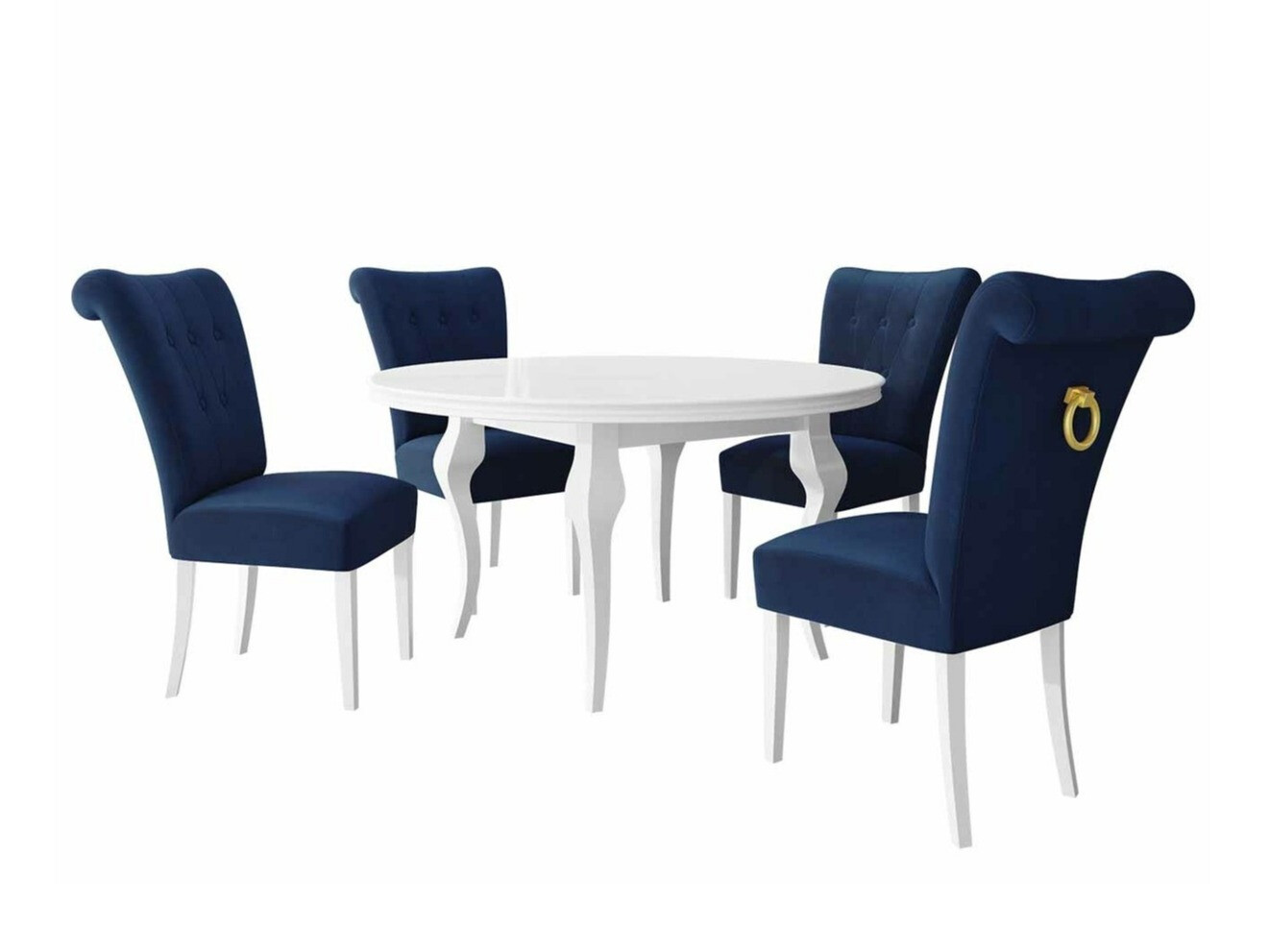 Маса и столове за трапезария Racine 143 (Бял + Magic Velvet 2216)
