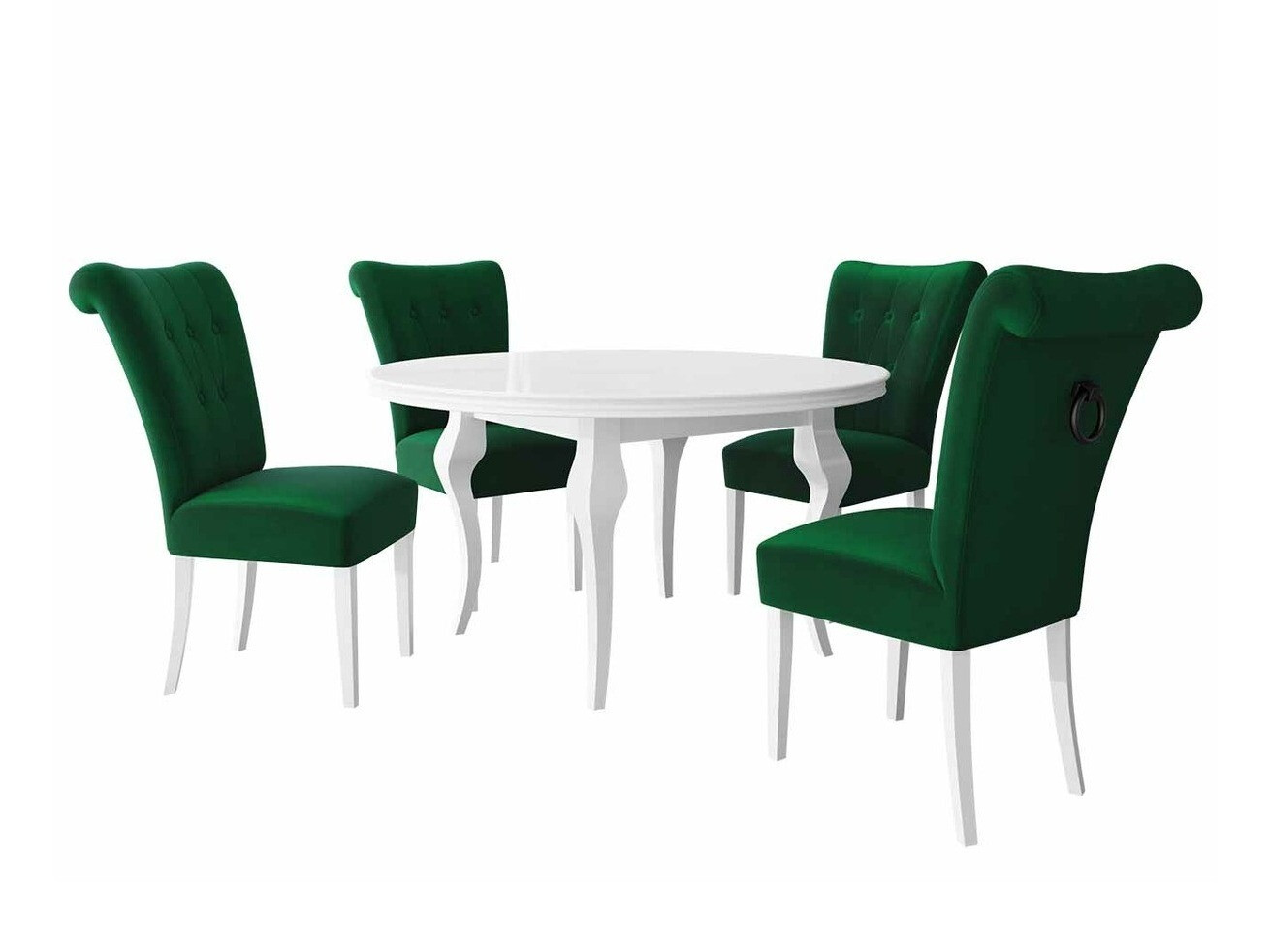 Маса и столове за трапезария Racine 143 (Бял + Magic Velvet 2225)