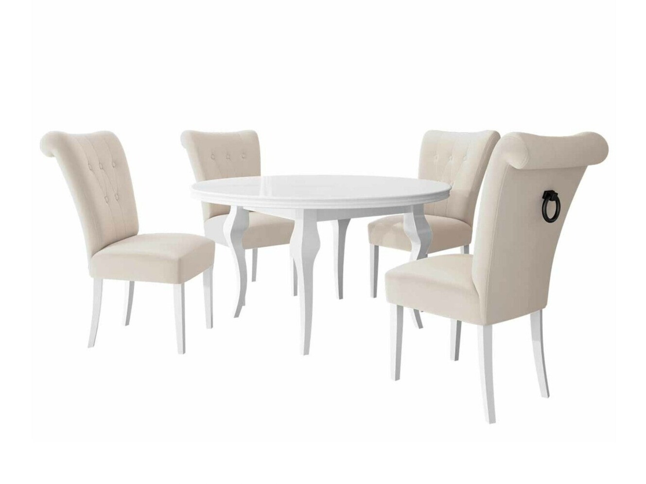 Маса и столове за трапезария Racine 143 (Бял + Magic Velvet 2250)
