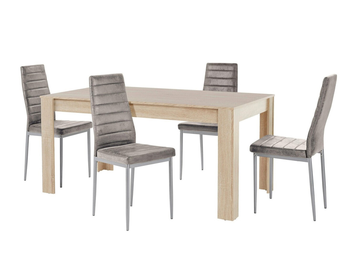 Маса и столове за трапезария Denton 603 (Сребро + Светло сив)