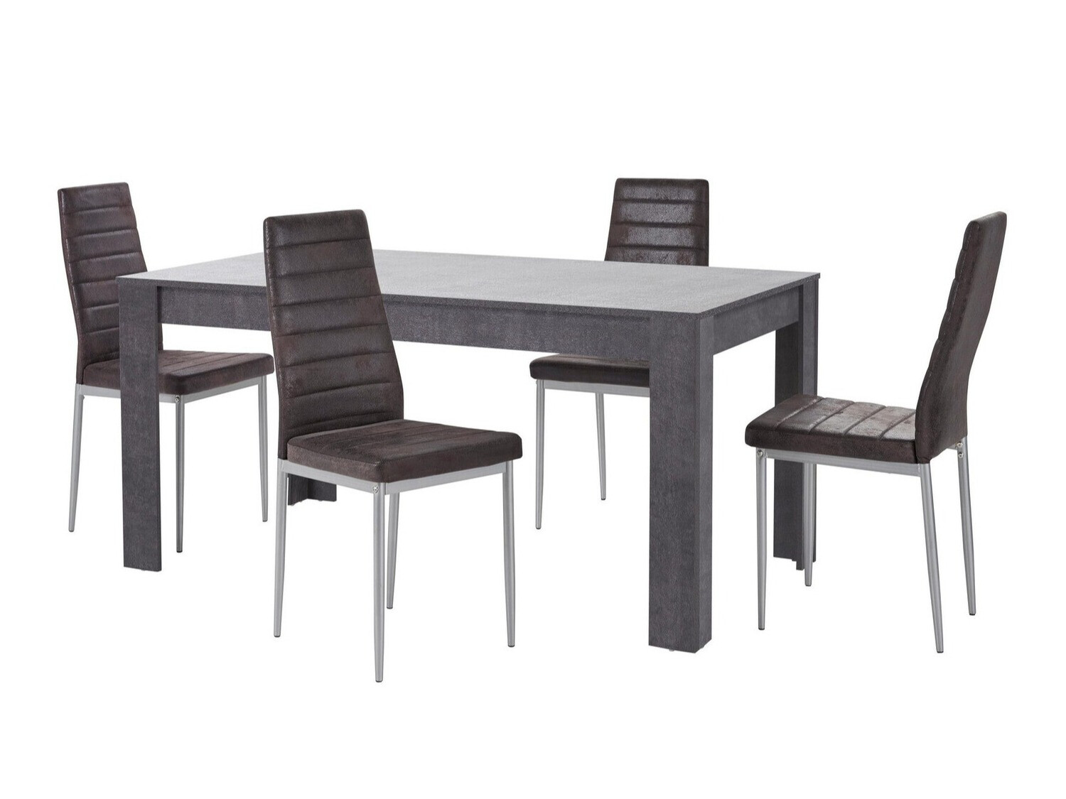 Маса и столове за трапезария Denton 605 (Антрацит + Сребро)