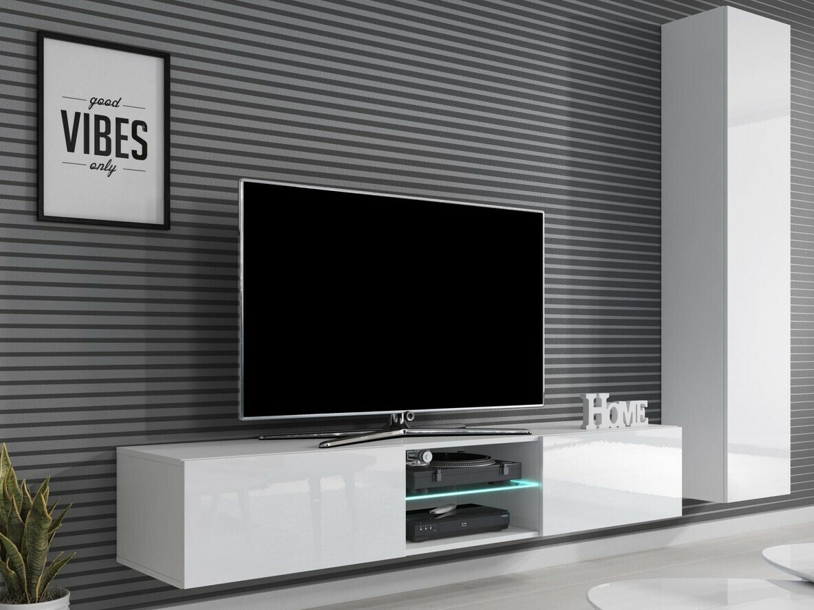 ТВ шкаф Houston 872 (Матов бял + Бял гланц)