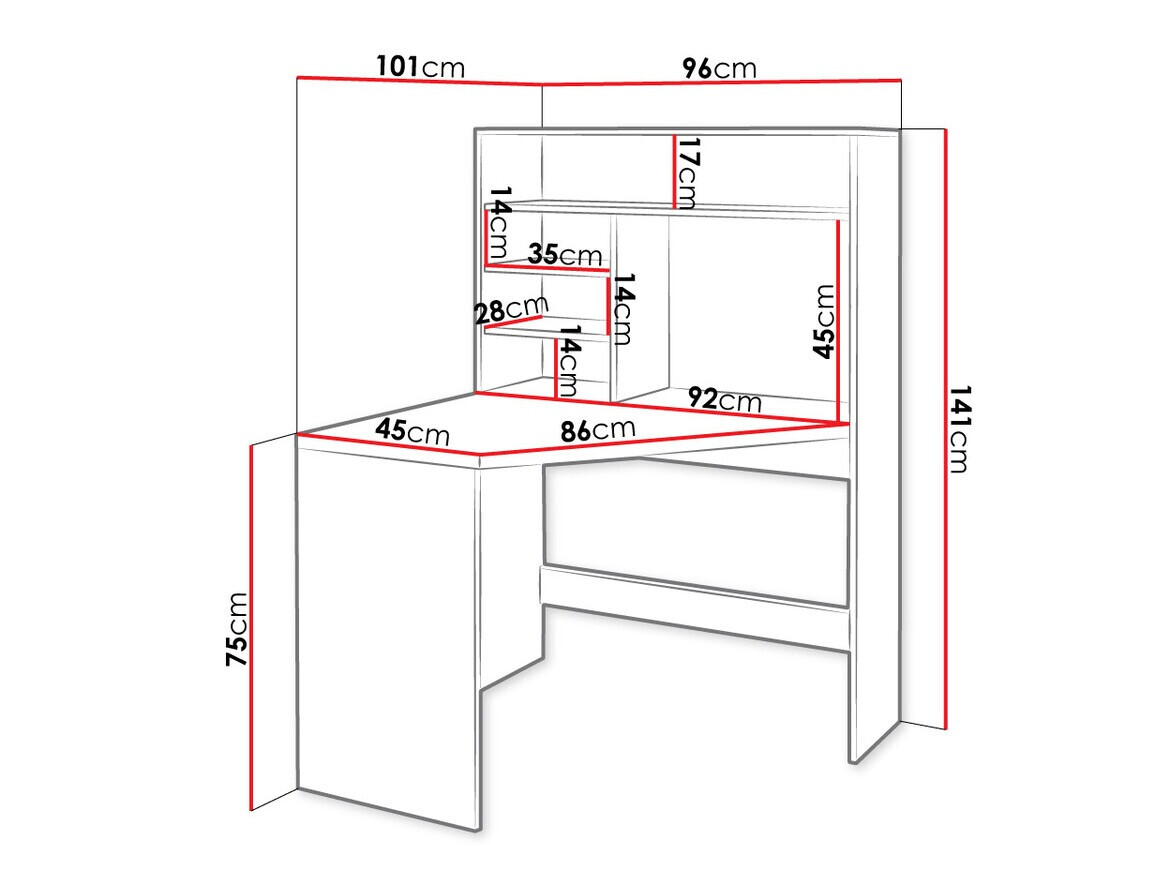 Ъглово офис бюро Bedford 101 (Бял)