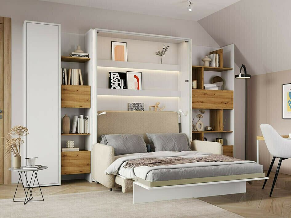 Етажерка Concept Pro Lenart Levfere 146 (Бял + Artisan дъб)