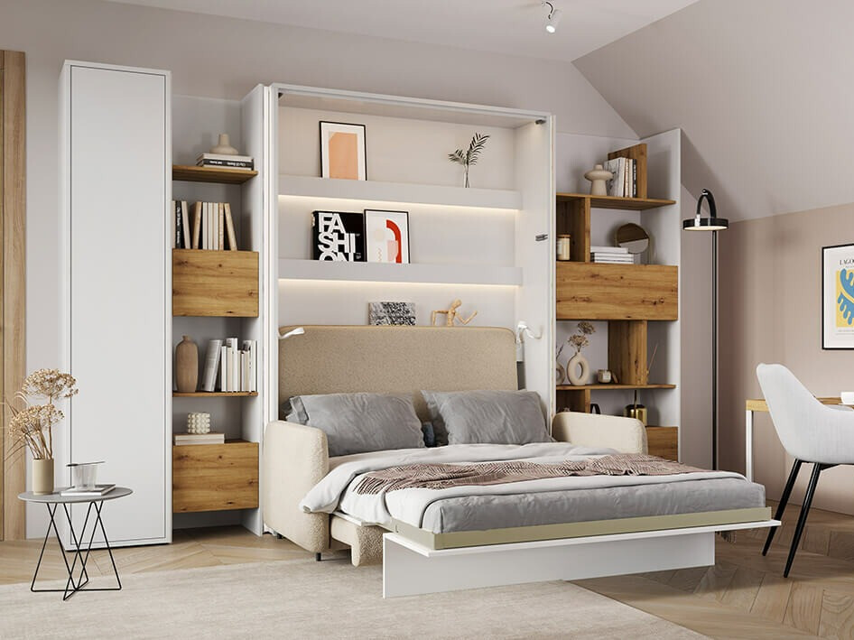 Етажерка Concept Pro Lenart Levfere 147 (Бял + Artisan дъб)