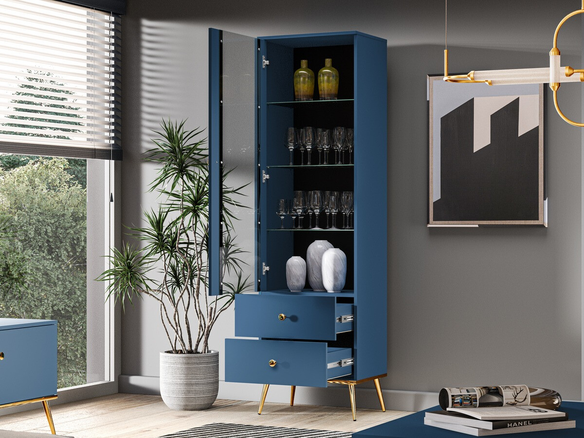 Етажерка Flonovu 100 (Тъмно синьо + Златно)