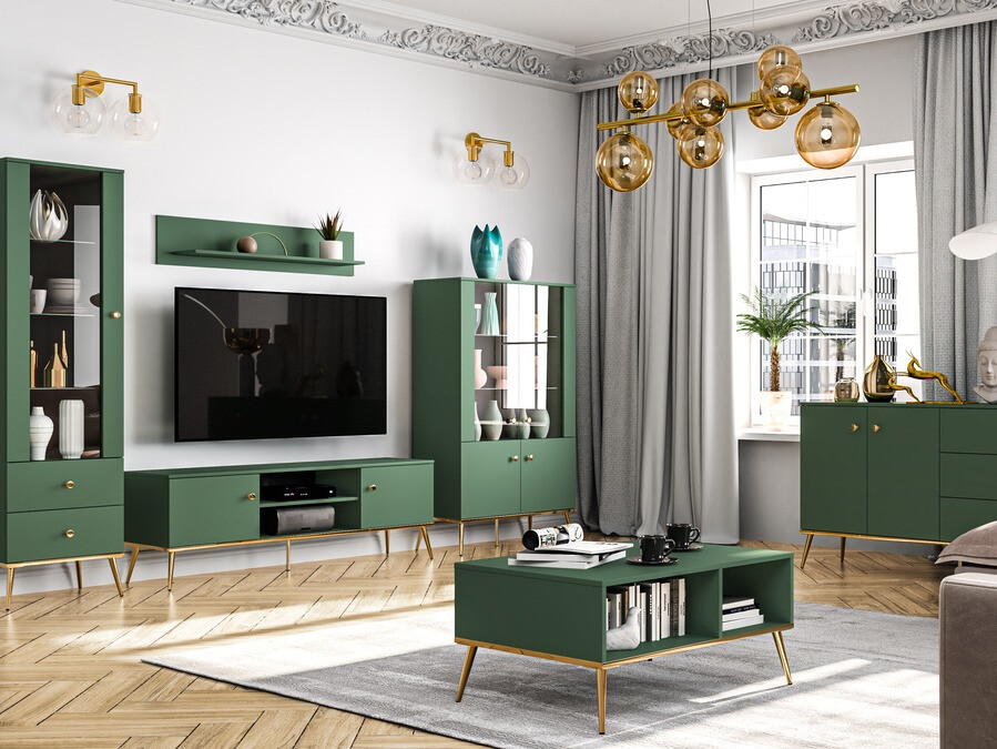 Масичка за кафе Flonovu 106 (Тъмно зелено + Златно)