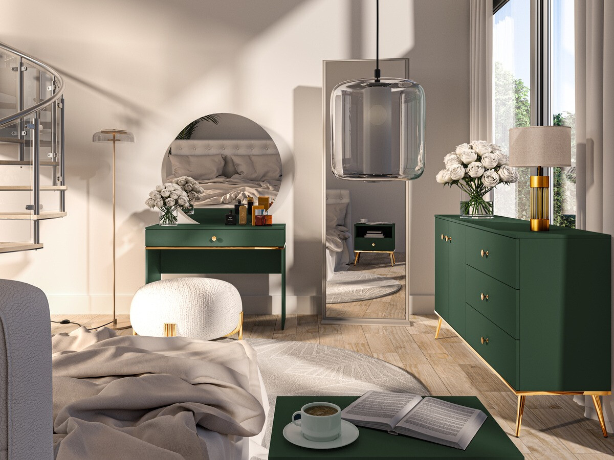 Тоалетка Flonovu 108 (Тъмно зелено + Златно)