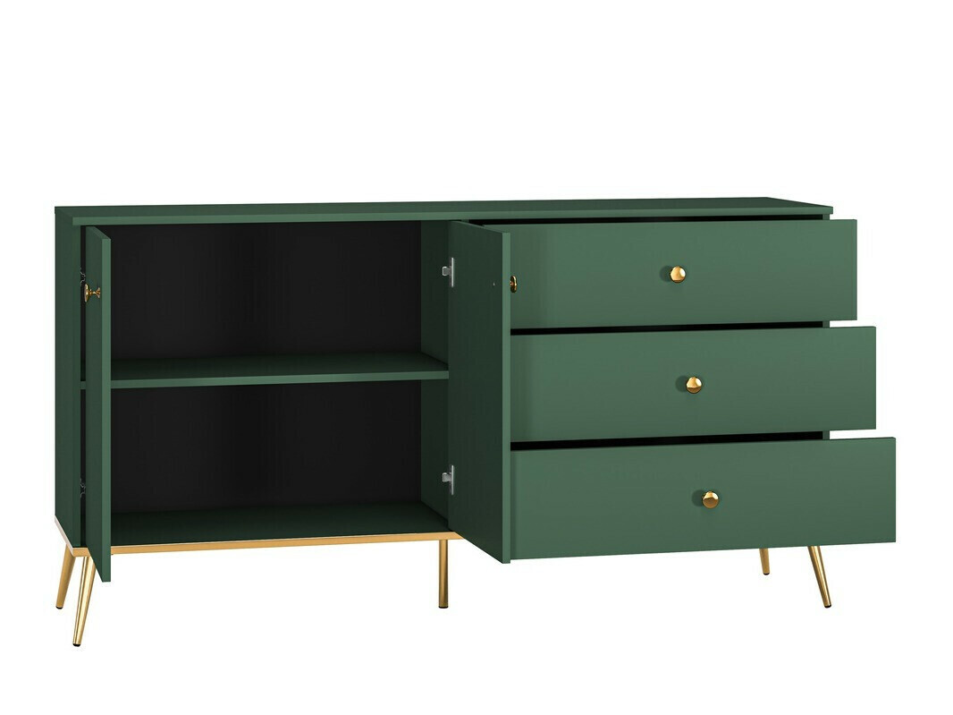 Комплект за хол Flonovu 109 (Тъмно зелено + Златно)