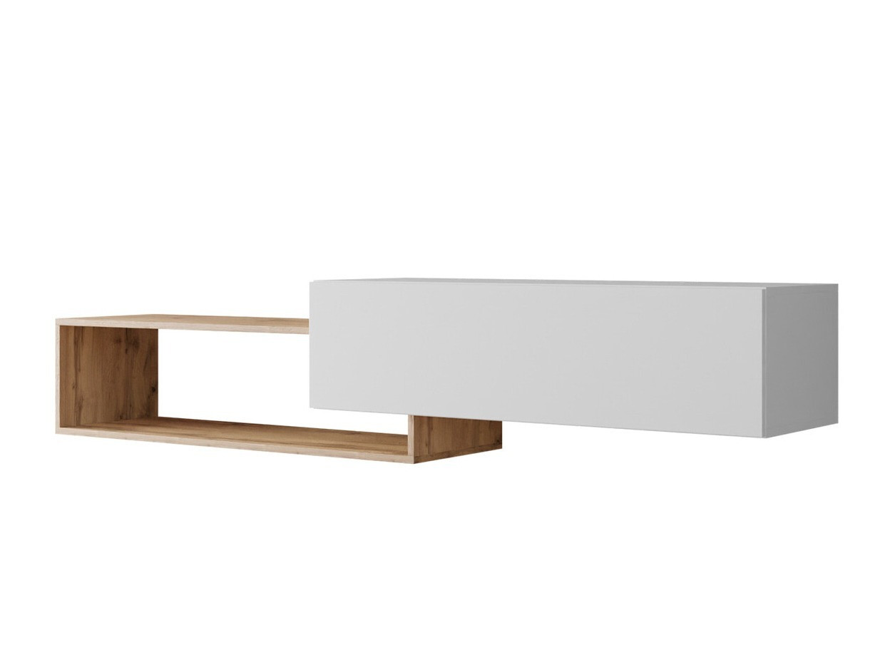 ТВ шкаф Pinos (Бял + Дъб уотан)