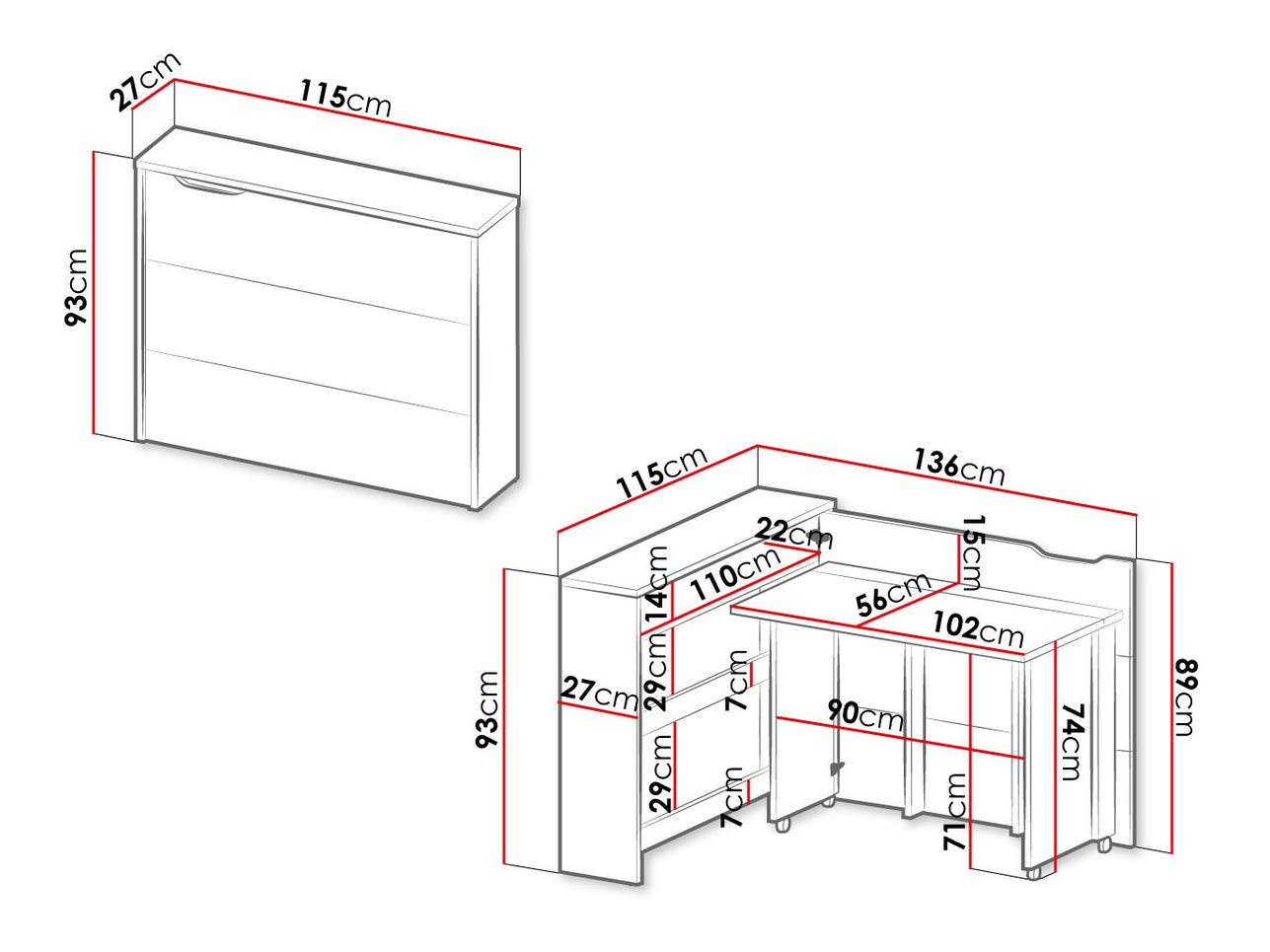 Ъглово офис бюро Concept Pro Lenart Levfere 101 (Бял)