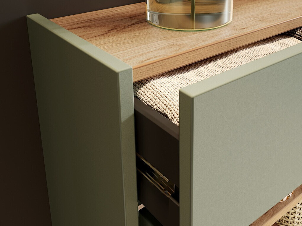 Етажерка за обувки Cirsale 102 (Пепеливо зелен + Navarra дъб)