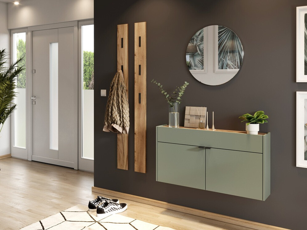 Етажерка за обувки Cirsale 102 (Пепеливо зелен + Navarra дъб)