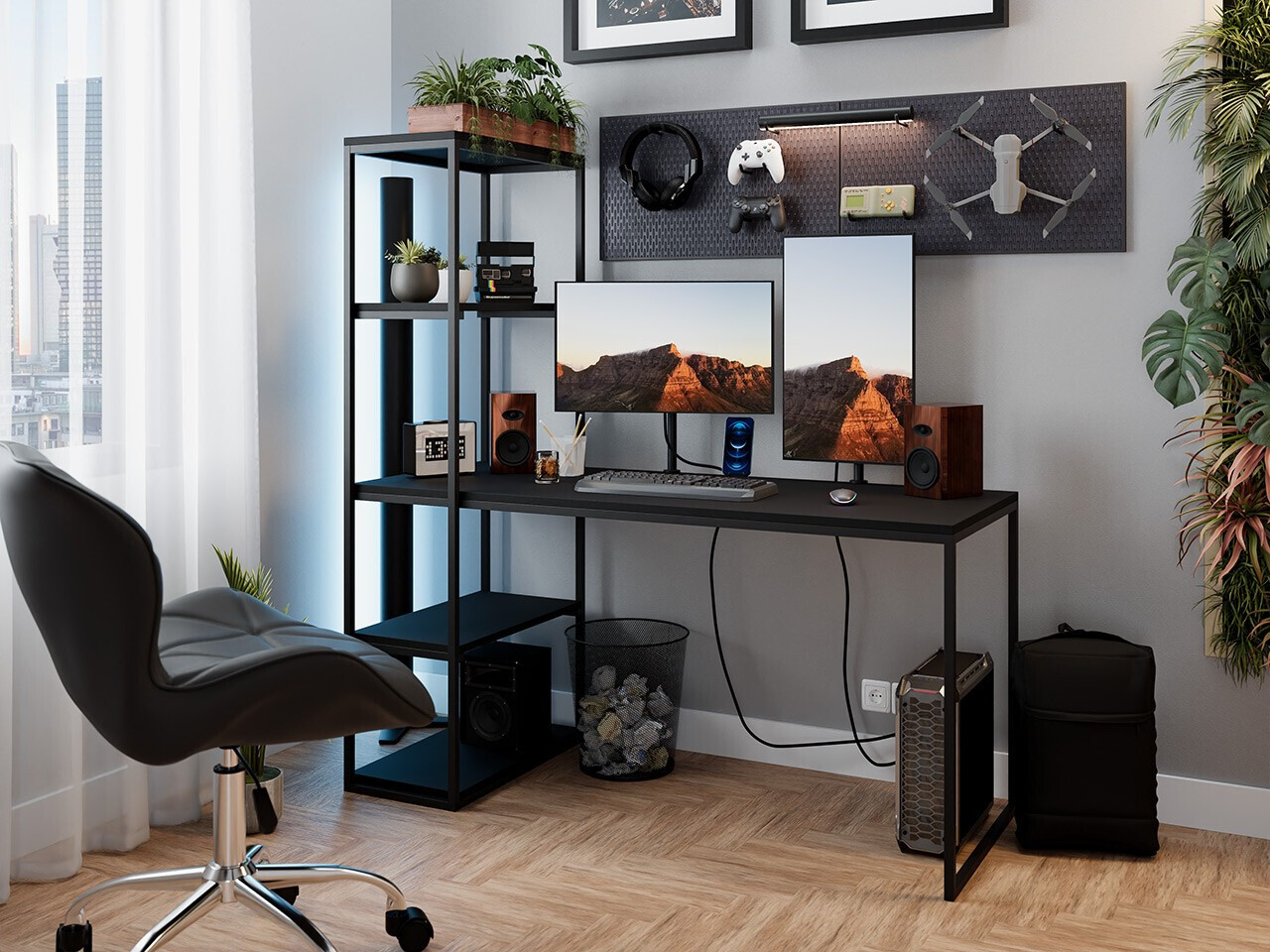 Офис бюро Oswego 107 (Черен)