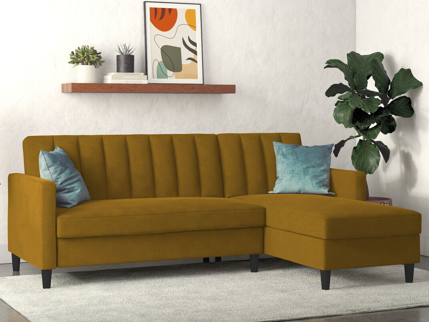 Ъглов диван Tulsa 583 (Тъмно жълто)