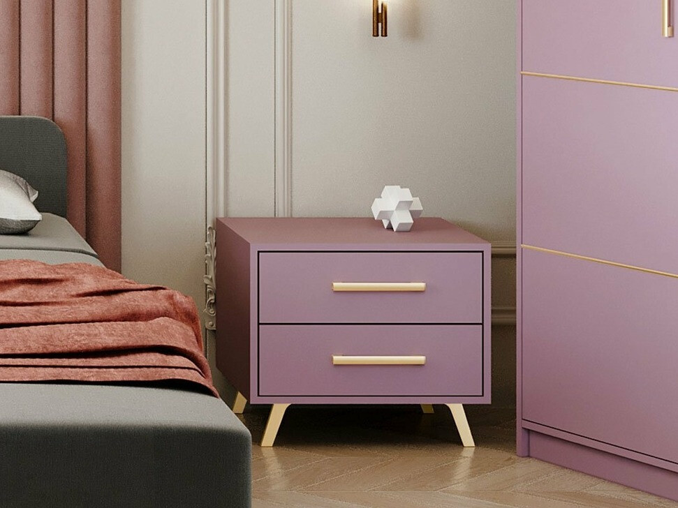 Нощно шкафче Delbalo 104 (Пурпурен + Златно)