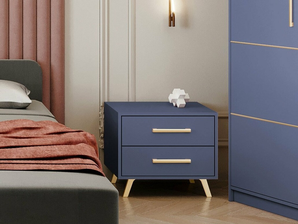 Нощно шкафче Delbalo 104 (Син + Златно)