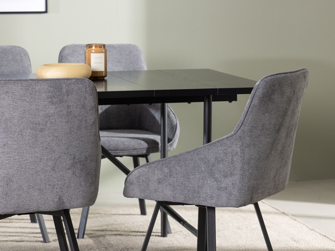 Маса и столове за трапезария Dallas 3963 (Сив + Черен)