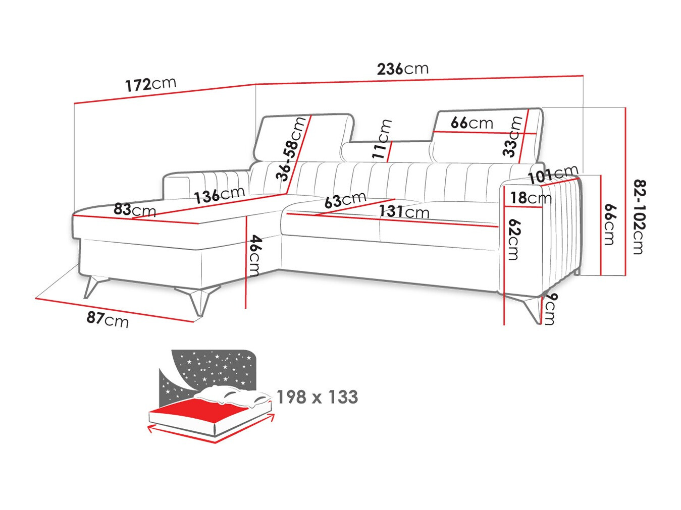 Ъглов диван Columbus 191 (Poso 02)