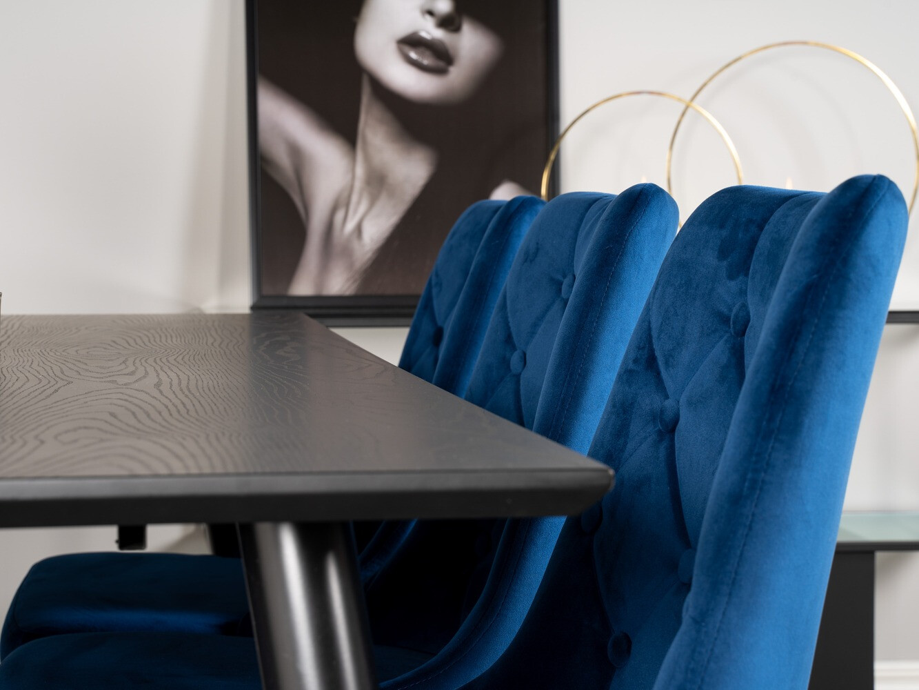 Маса и столове за трапезария Dallas 1256 (Син + Златно)