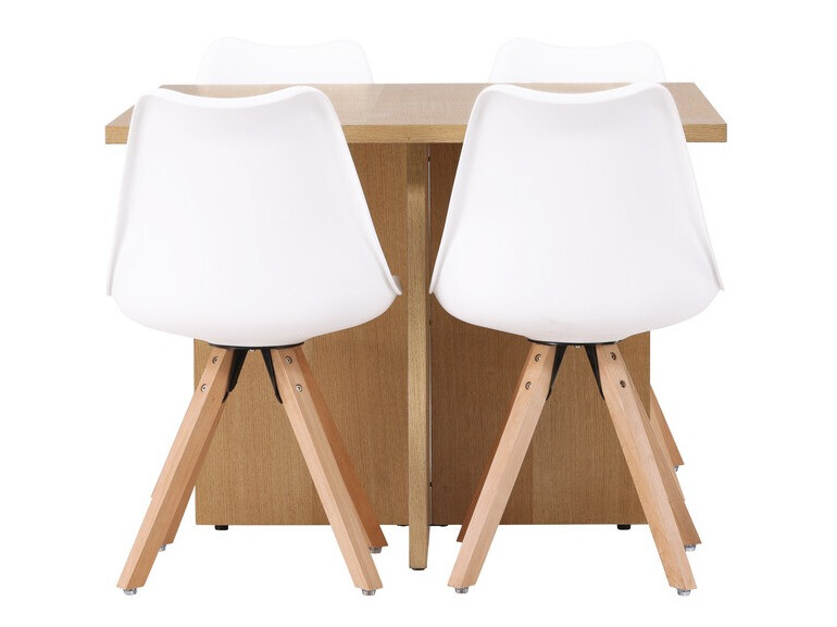 Маса и столове за трапезария Dallas 4001 (Бял + Ярък дърво)