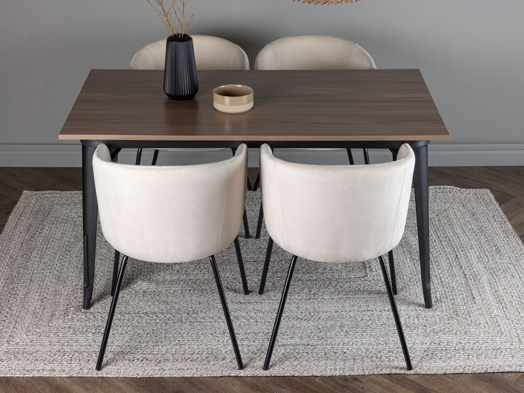 Маса и столове за трапезария Dallas 4044 (Сметана + Черен)