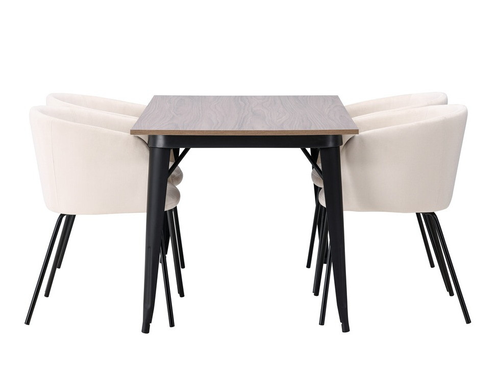 Маса и столове за трапезария Dallas 4044 (Сметана + Черен)