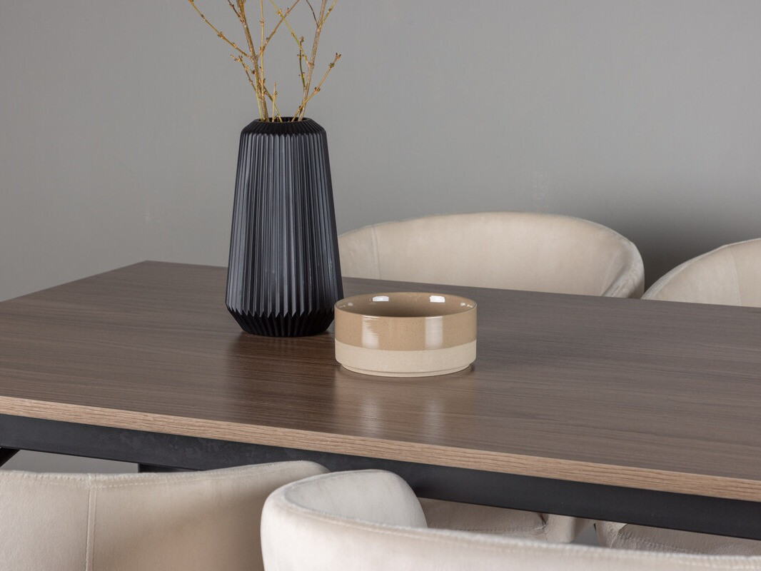 Маса и столове за трапезария Dallas 4044 (Сметана + Черен)