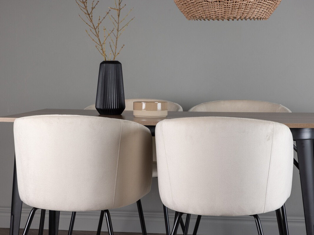 Маса и столове за трапезария Dallas 4044 (Сметана + Черен)