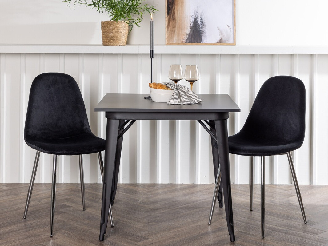 Маса и столове за трапезария Dallas 4051 (Черен + Сребро)