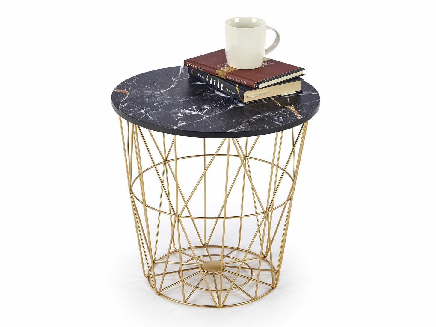 Масичка за кафе Houston 1454 (Златно + Черен мрамор)