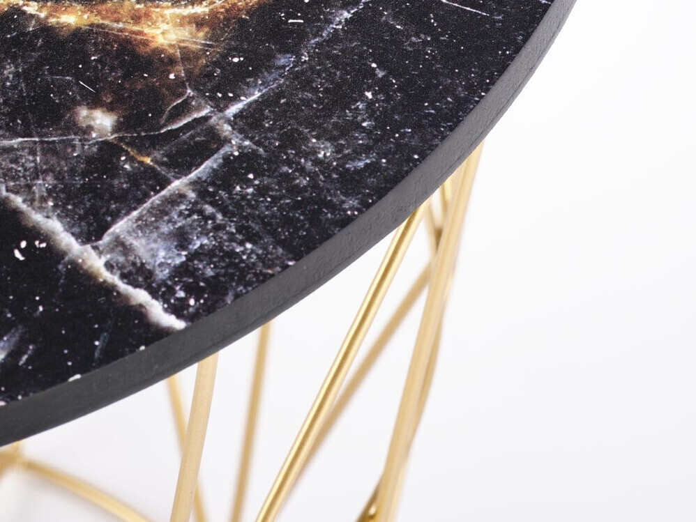 Масичка за кафе Houston 1454 (Златно + Черен мрамор)