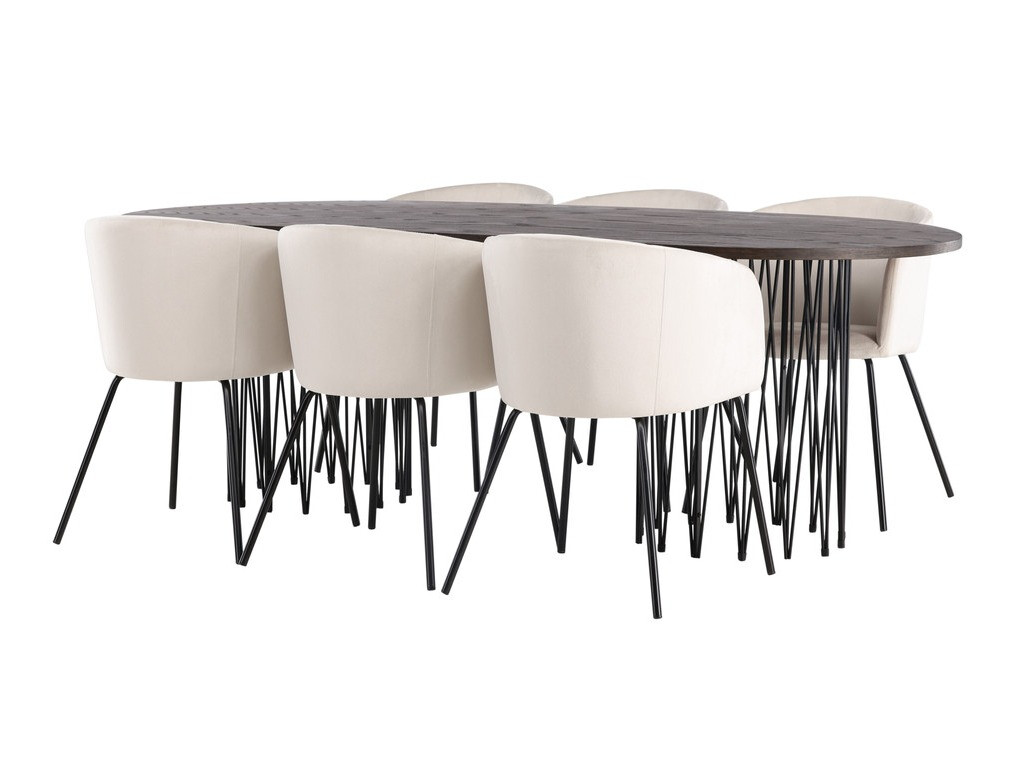 Маса и столове за трапезария Dallas 4063 (Сметана + Черен)