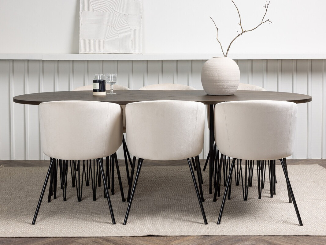 Маса и столове за трапезария Dallas 4063 (Сметана + Черен)