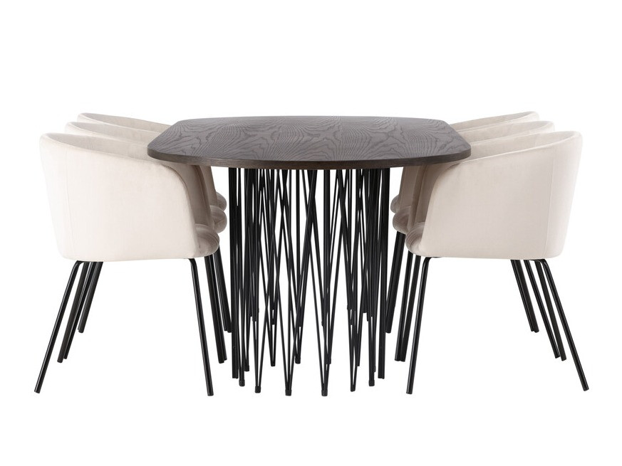 Маса и столове за трапезария Dallas 4063 (Сметана + Черен)