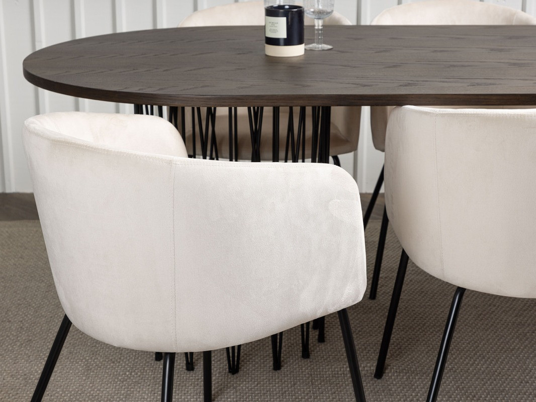 Маса и столове за трапезария Dallas 4063 (Сметана + Черен)