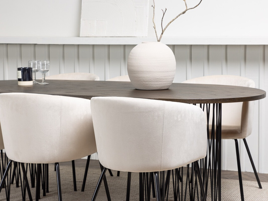 Маса и столове за трапезария Dallas 4063 (Сметана + Черен)