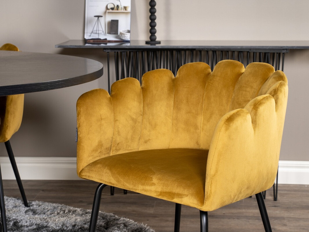 Маса и столове за трапезария Dallas 313 (Жълт + Черен)