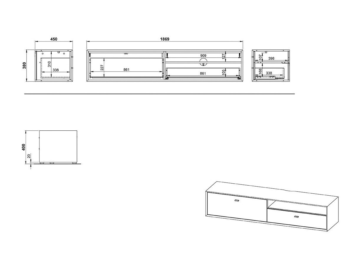 ТВ шкаф Sacramento 503 (Избелен бор + Navarra дъб)