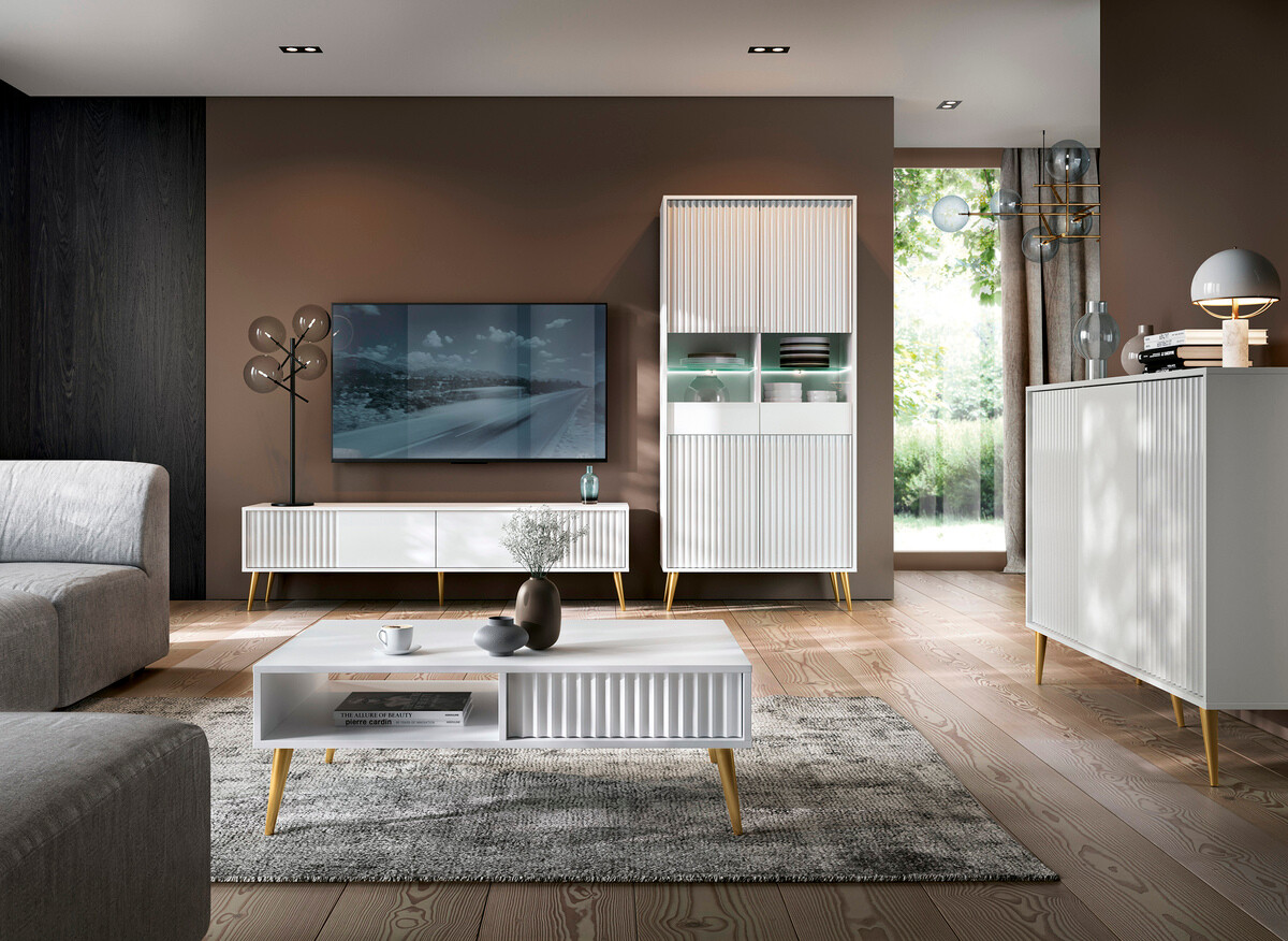 ТВ шкаф Cirferi 105 (Бял + Златно)