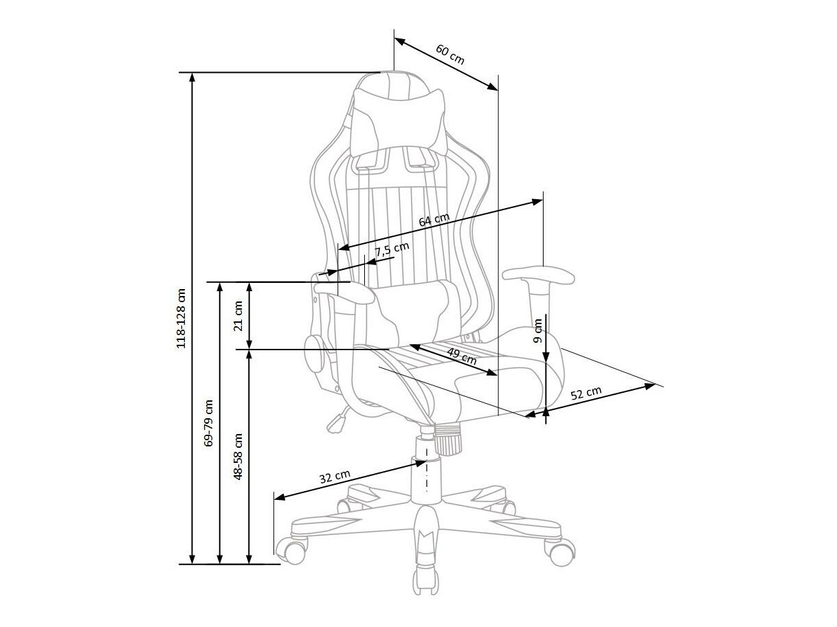 Геймърски стол Houston 1489 (Светло сив + Тюркоаз)