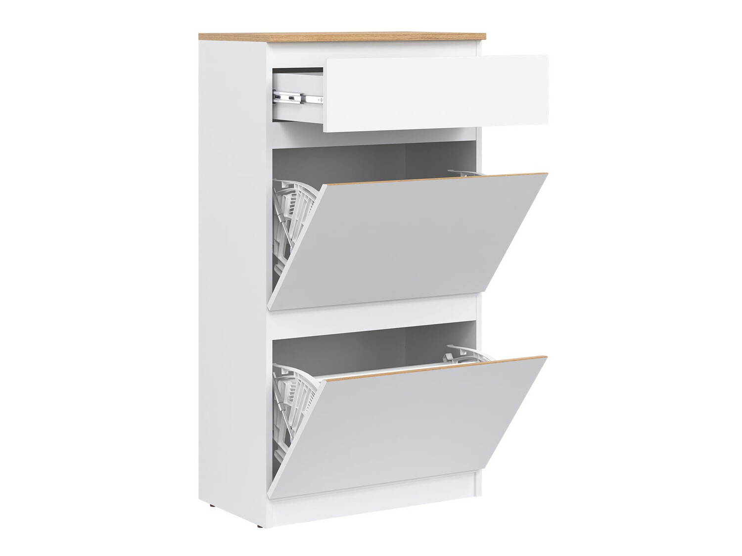 Шкаф за обувки Catelbi 108 (Бял + Дъб)