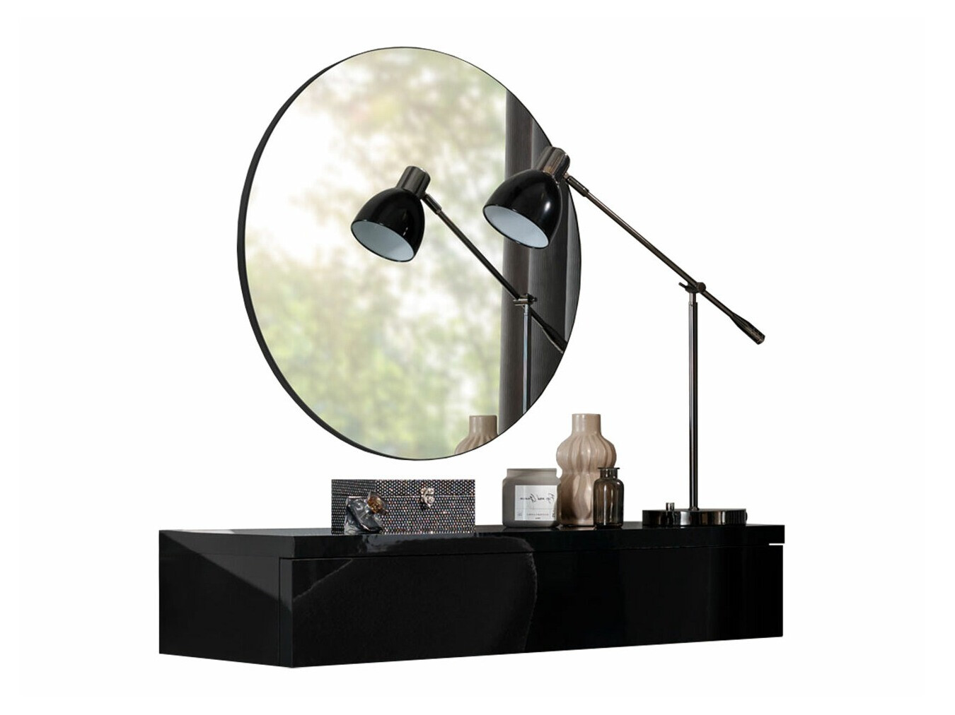 Тоалетка Delpher I (Черен + Черен гланц)