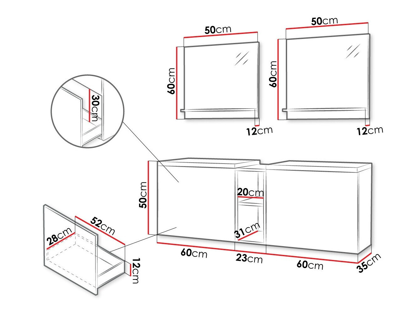 Комплект за баня Comfivo Livciro 105 (Бял)