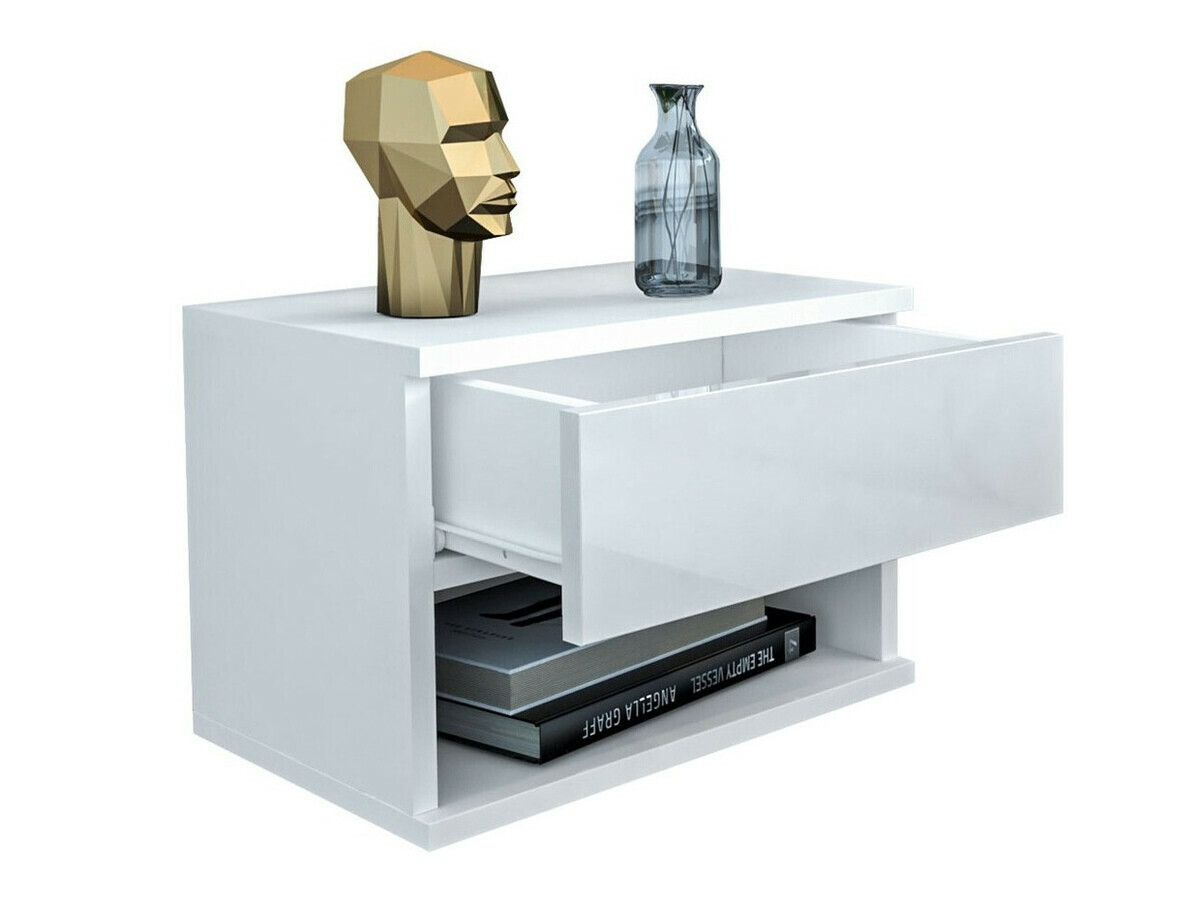 Нощно шкафче Papilix (Бял + Бял гланц)