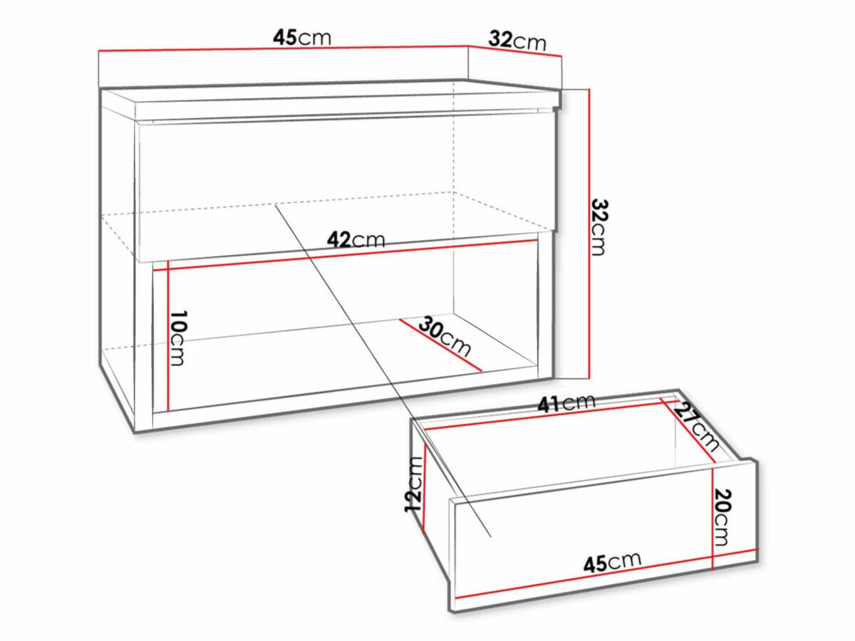 Нощно шкафче Papilix (Бял + Бял гланц)