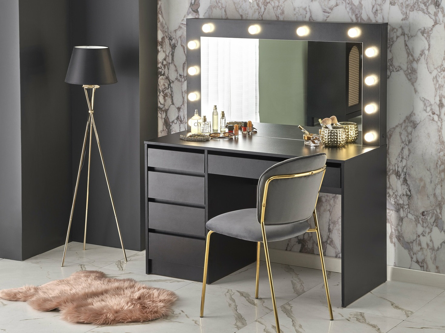 Тоалетка Houston 1504 (Черен)