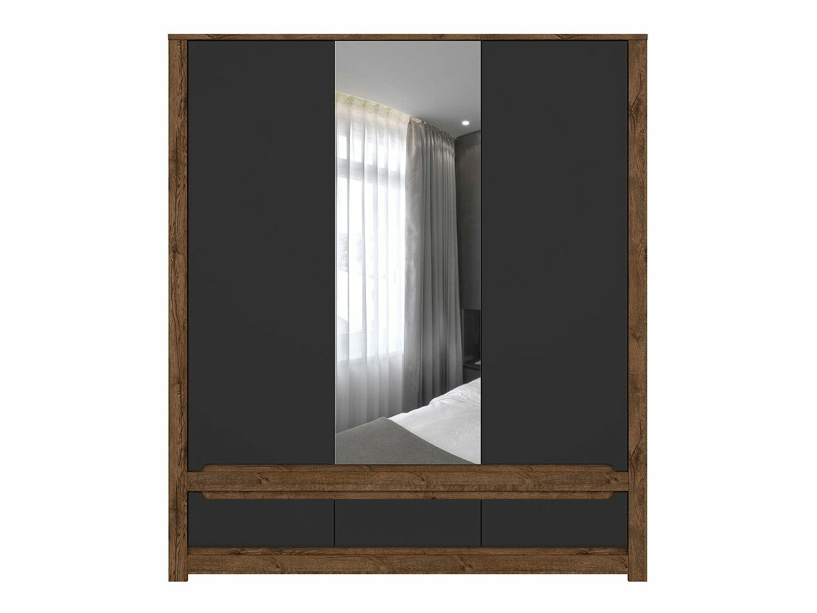 Гардероб Ophevaru 114 (Черен мат + April дъб)