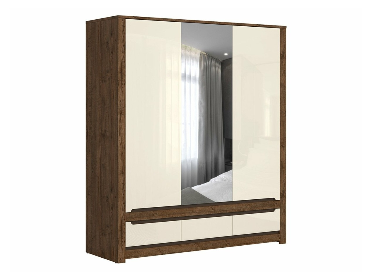 Гардероб Ophevaru 114 (Гланцов крем + April дъб)