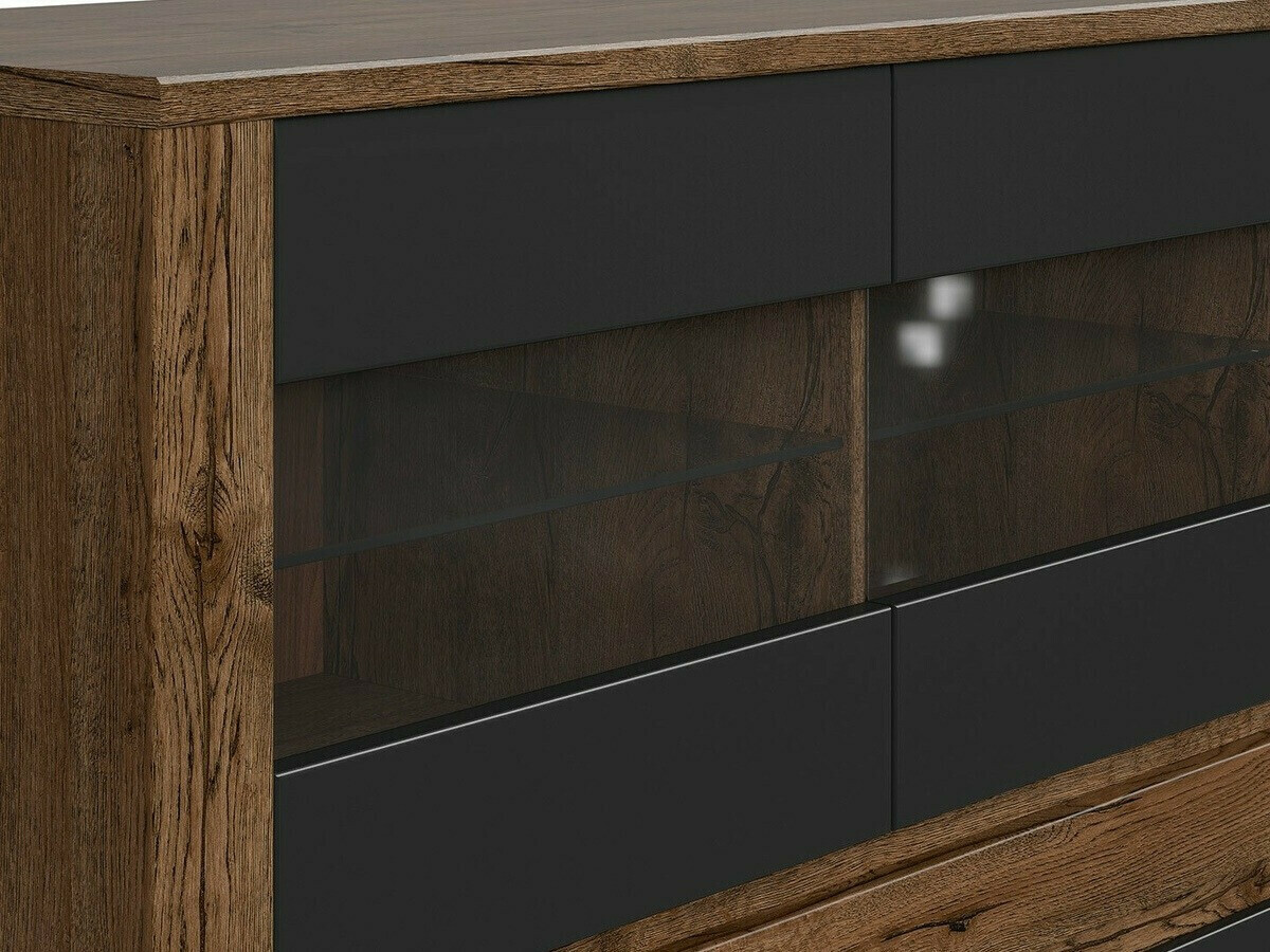 Шкаф Ophevaru 102 (Черен мат + April дъб)